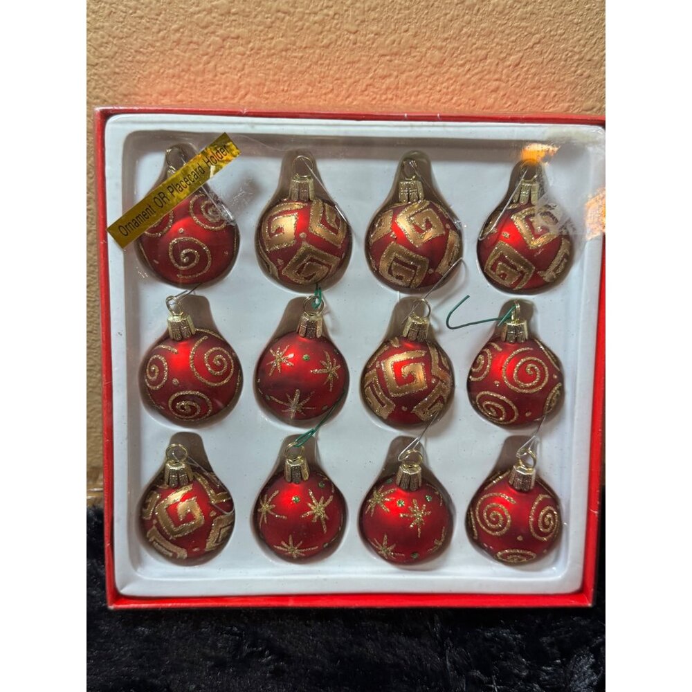 Kurt S. Adler Red & Gold Christmas Mini Ornaments Set Of 12 NEW